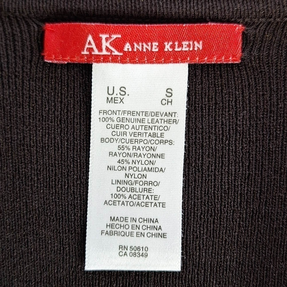 Anne Klein Sweater Jacket Genuine Leather Button Down - Picture 10 of 10